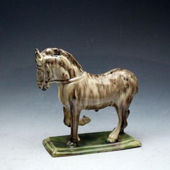Staffordshire Pottery Figure of a Suffolk Punch Horse by Ralph Wood 18th Century