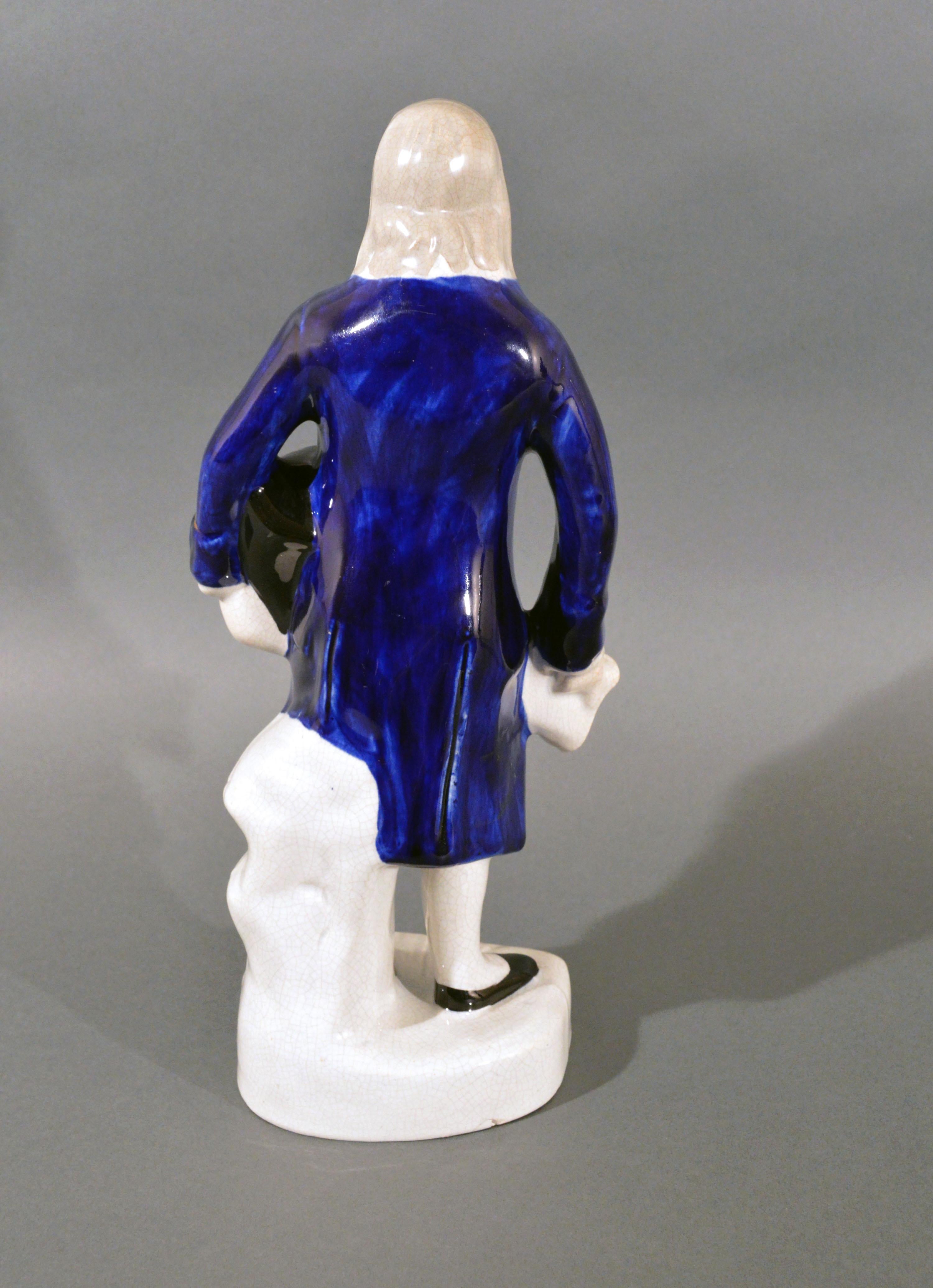 Figura in ceramica Staffordshire di Benjamin Franklin, con nome sulla base In condizioni buone in vendita a Downingtown, PA