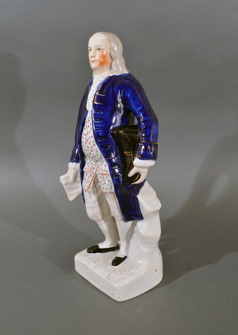 Staffordshire Pottery Figure Of Benjamin Franklin Named Franklin On Base For Sale At 1stdibs [ 1083 x 768 Pixel ]