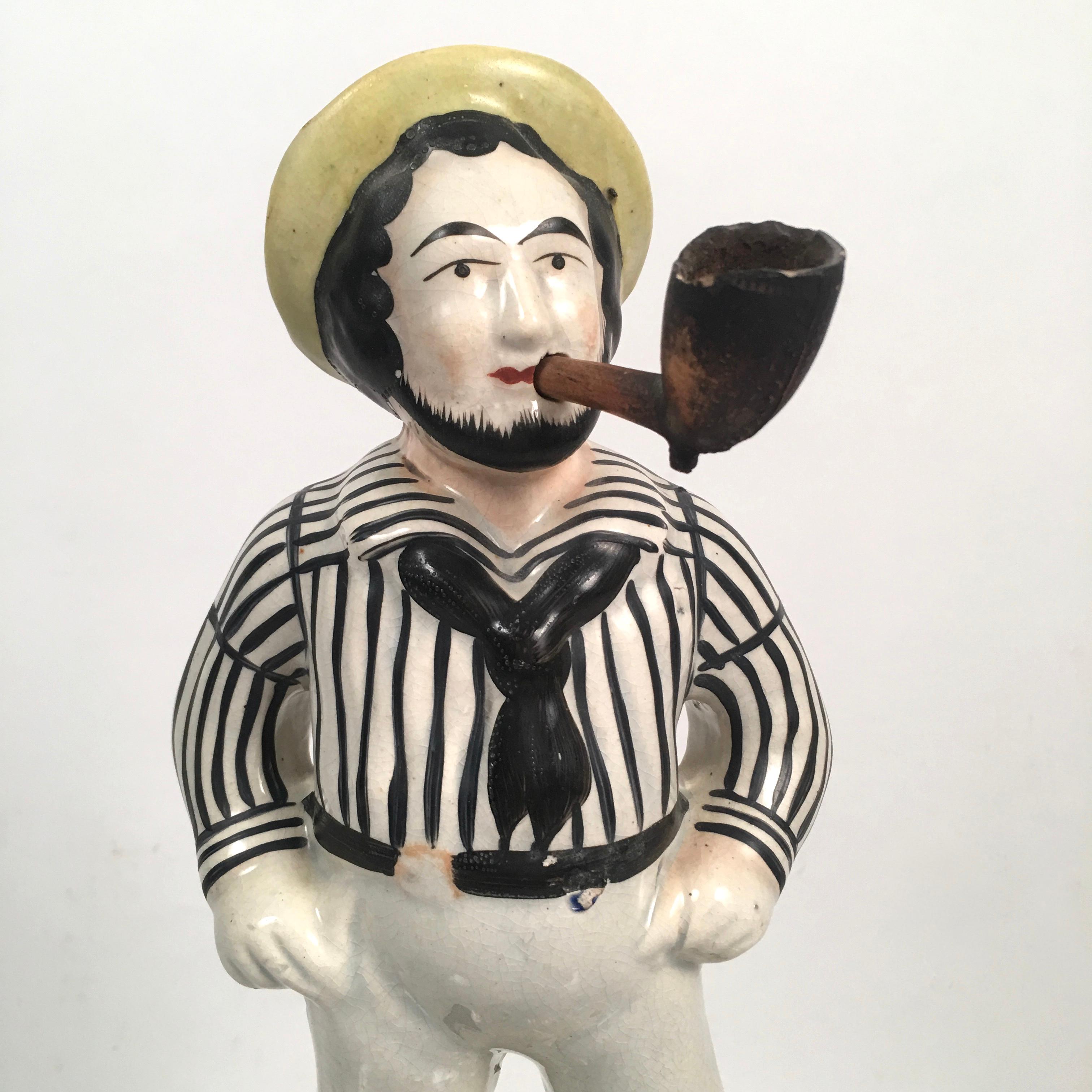Victorian Staffordshire Pottery Figure of Sailor Jack Tar