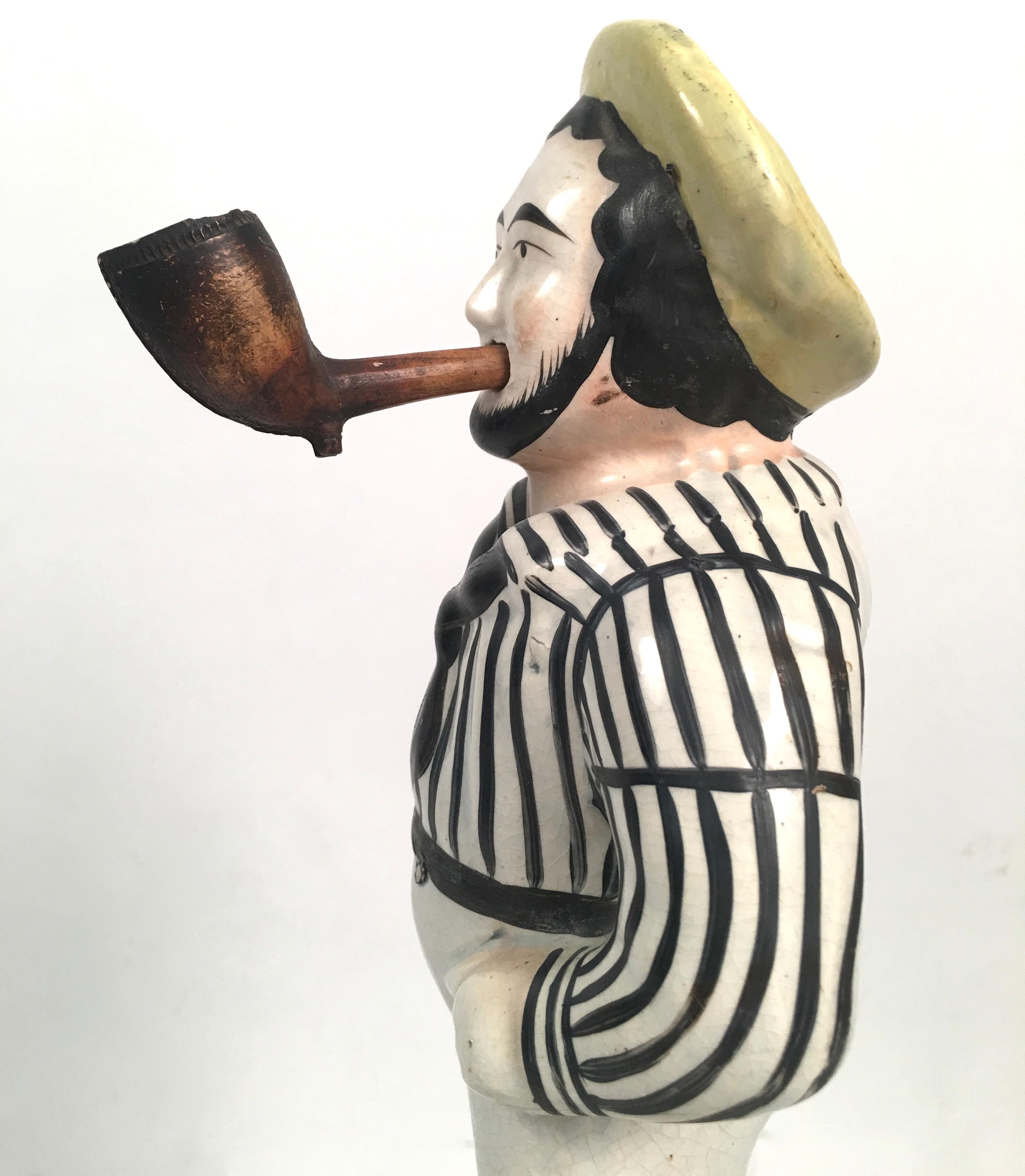 Staffordshire Pottery Figure of Sailor Jack Tar In Good Condition In Essex, MA