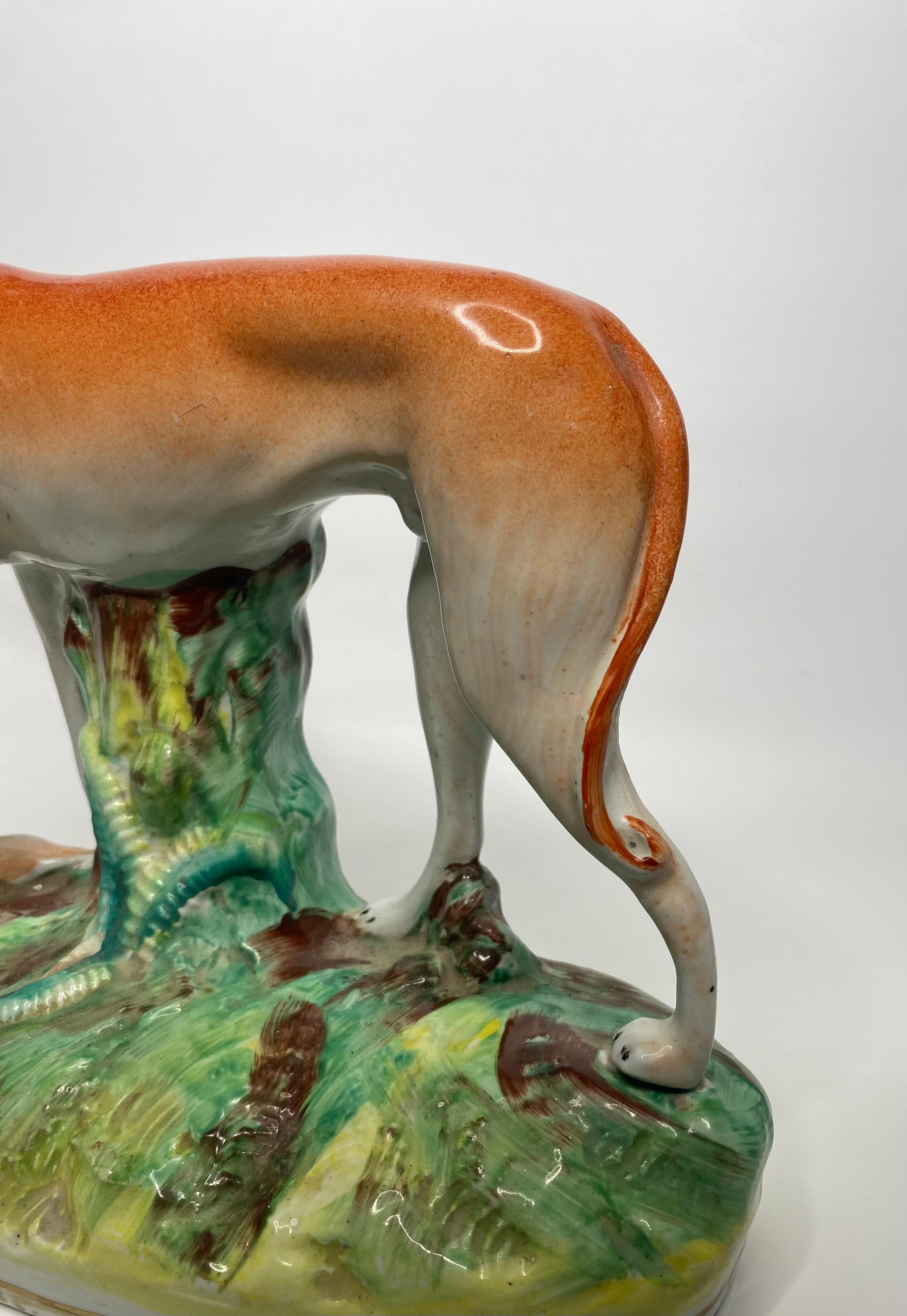 Pottery Staffordshire pottery Greyhound, Thomas Parr factory, c. 1850. For Sale