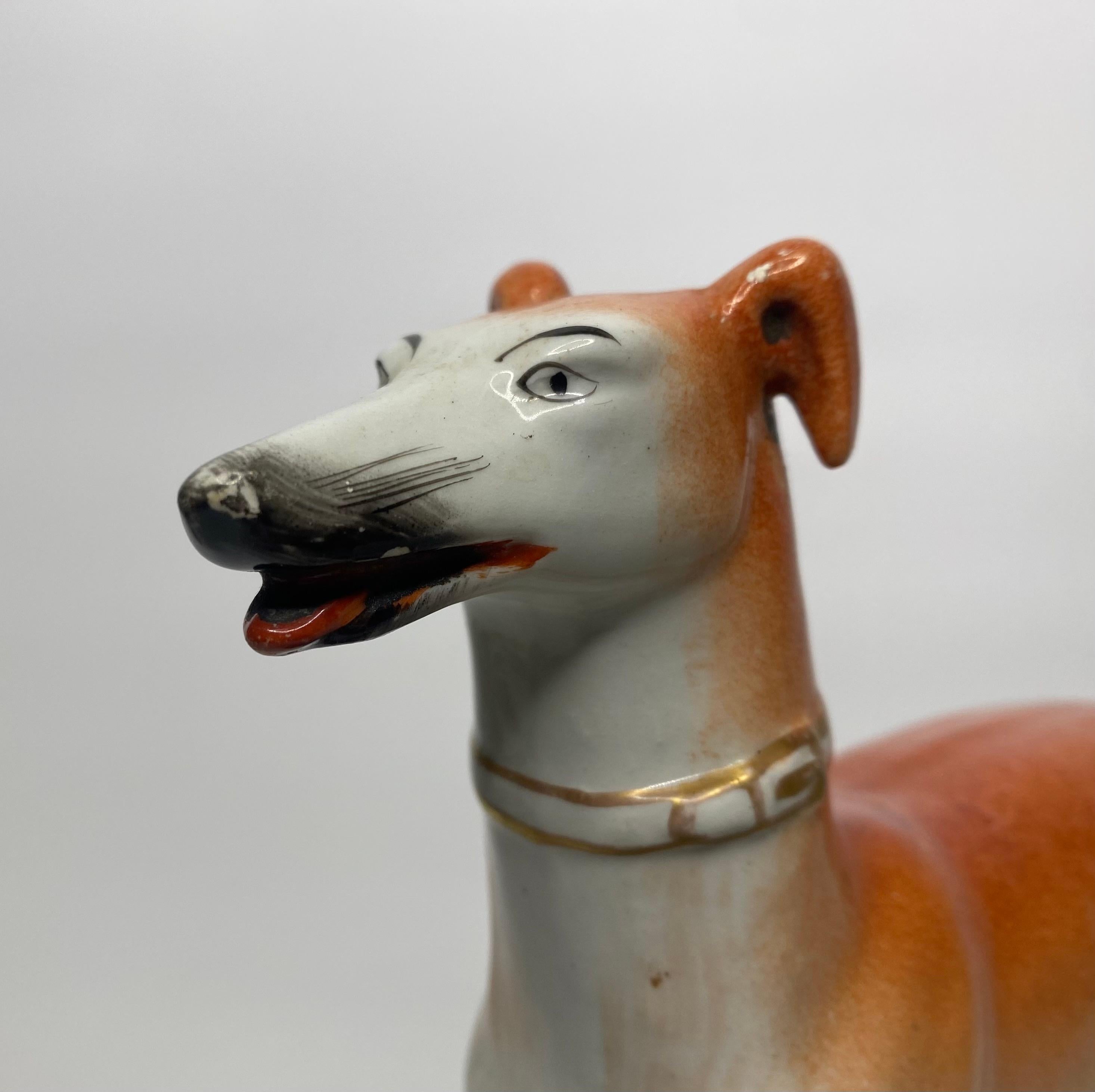 Staffordshire pottery Greyhound, Thomas Parr factory, c. 1850. For Sale 2