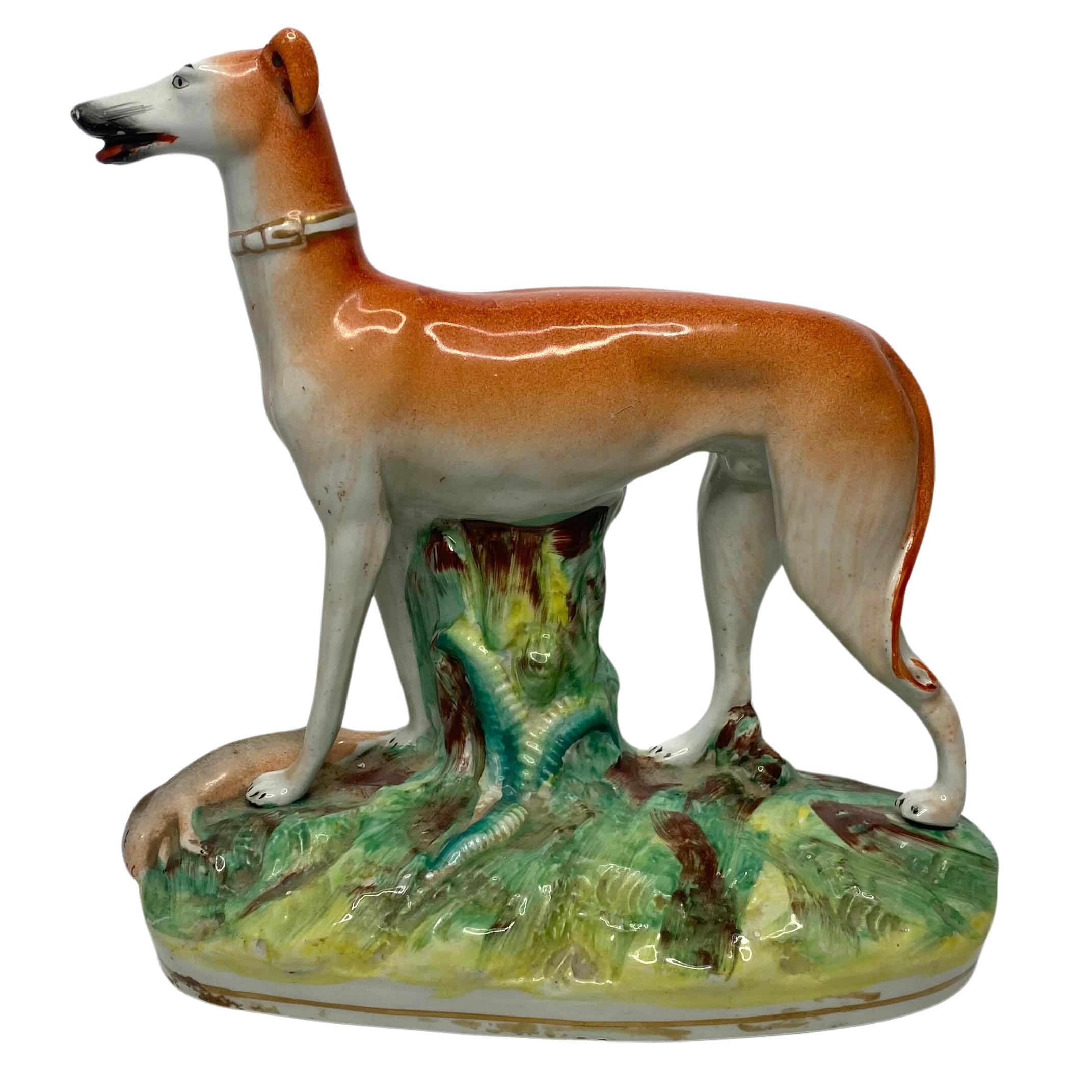 Staffordshire pottery Greyhound, Thomas Parr factory, c. 1850. For Sale