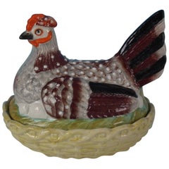 Antique Staffordshire Pottery Hen on Nest