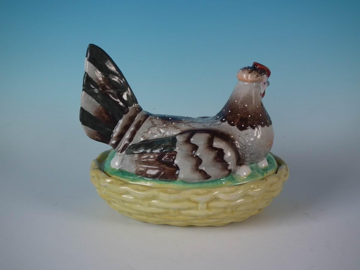 Victorian Staffordshire Pottery Hen on Nest Tureen