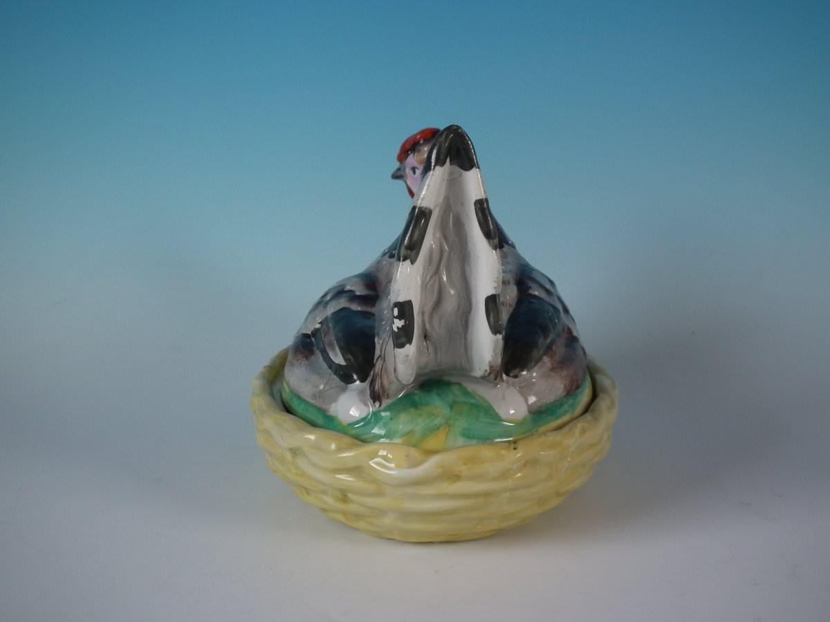 English Staffordshire Pottery Hen on Nest Tureen