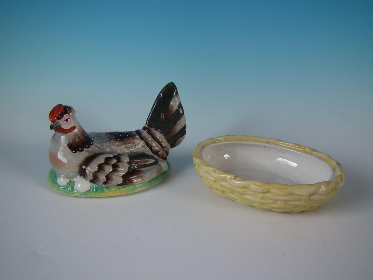 Glazed Staffordshire Pottery Hen on Nest Tureen