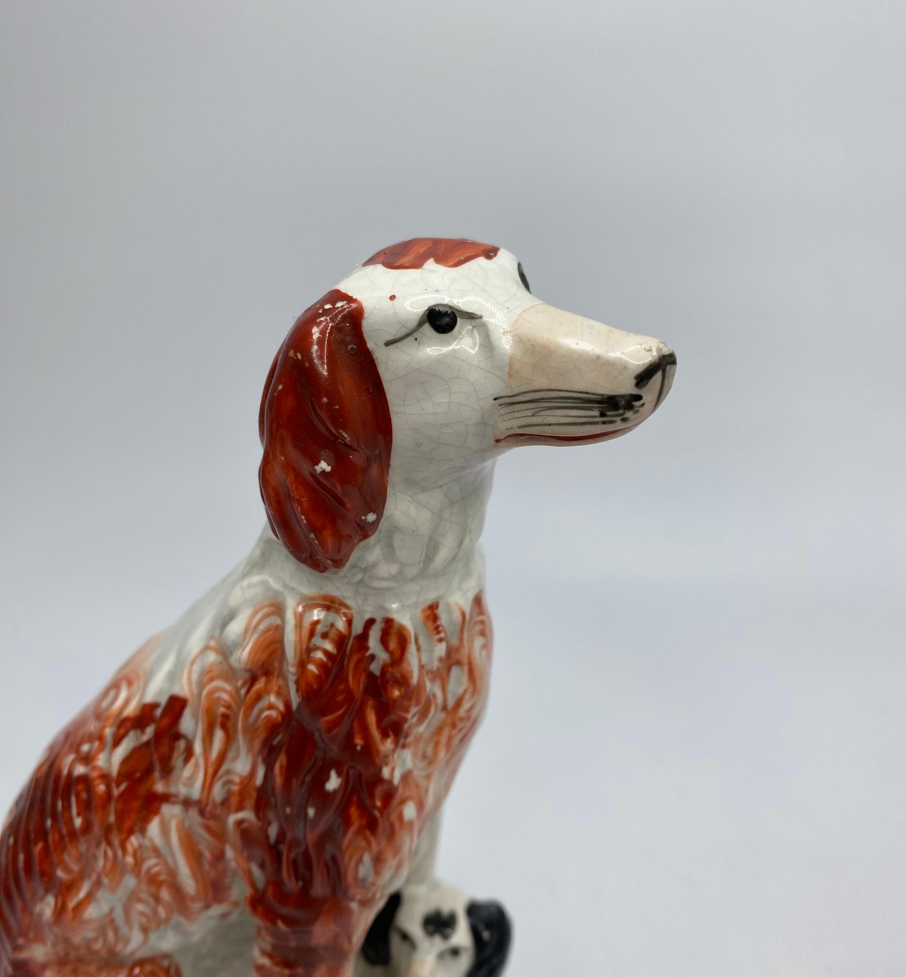 Staffordshire pottery Irish Setters, and puppies, c. 1850. For Sale 1