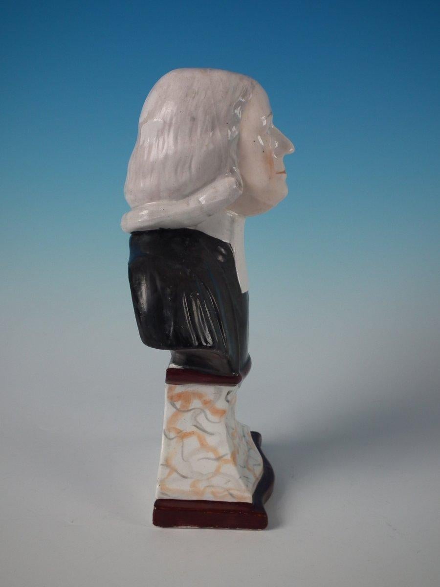 Victorian Staffordshire Pottery 'John Wesley' Bust For Sale