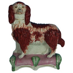 Antique Staffordshire Pottery King Charles Spaniel Figure