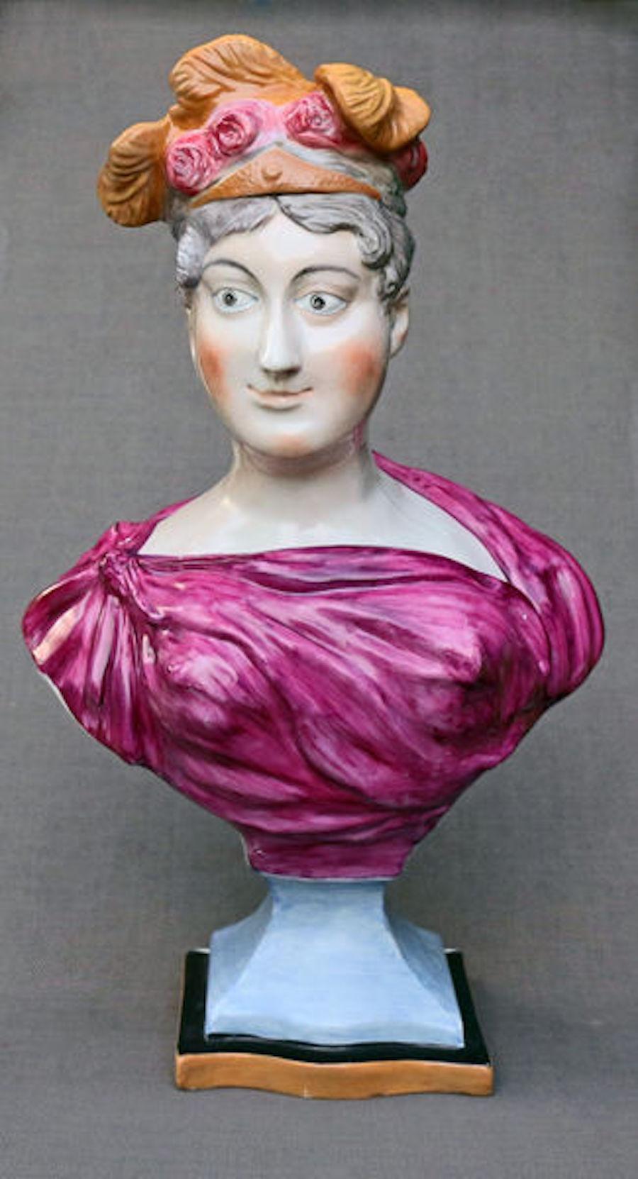 Staffordshire Pottery Large Scale Bust of Princess Charlotte 19th Century  In Good Condition In Woodstock, OXFORDSHIRE