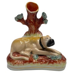 Staffordshire pottery Mastiff spill vase, Thomas Parr factory, c. 1855.