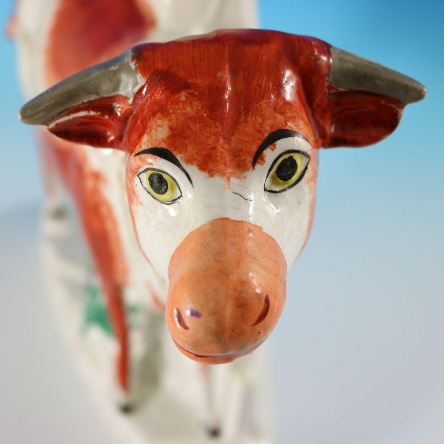 Staffordshire Pottery 'Milk Sold Here' Cow Spill Vase For Sale 4