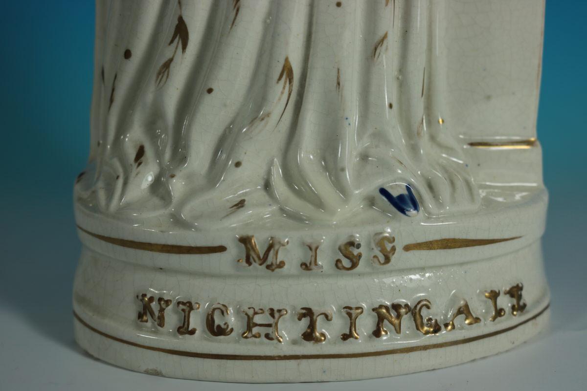 19th Century Staffordshire Pottery Miss Florence Nightingale Figure For Sale