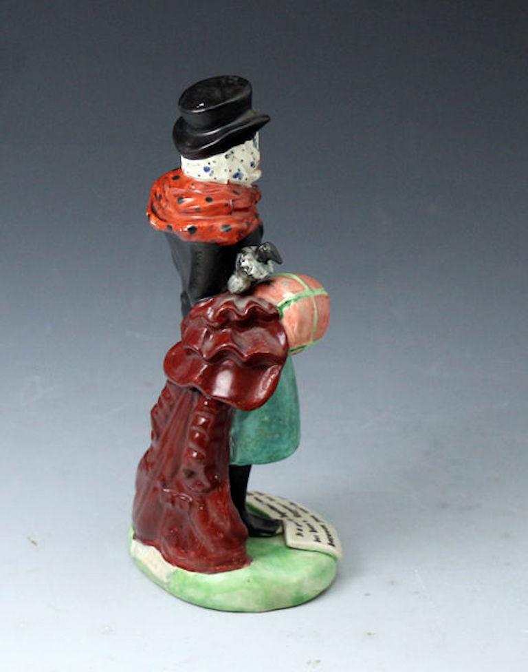 English Staffordshire Pottery Pearlware Figure of John Liston as Lubin Log For Sale