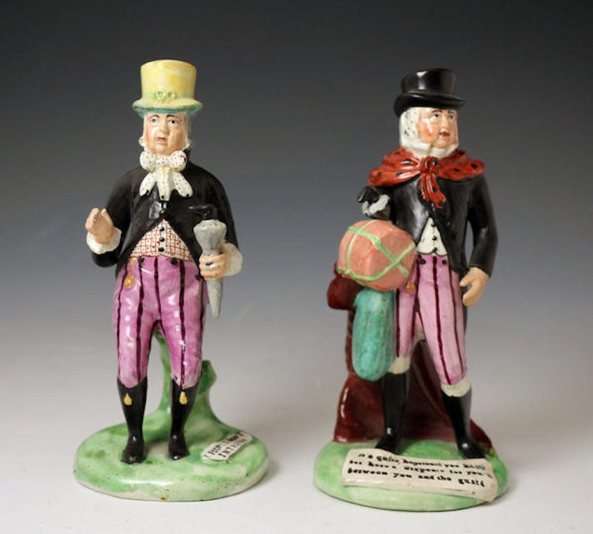 Staffordshire Pottery Pearlware Figure of John Liston as Lubin Log In Good Condition For Sale In Woodstock, OXFORDSHIRE
