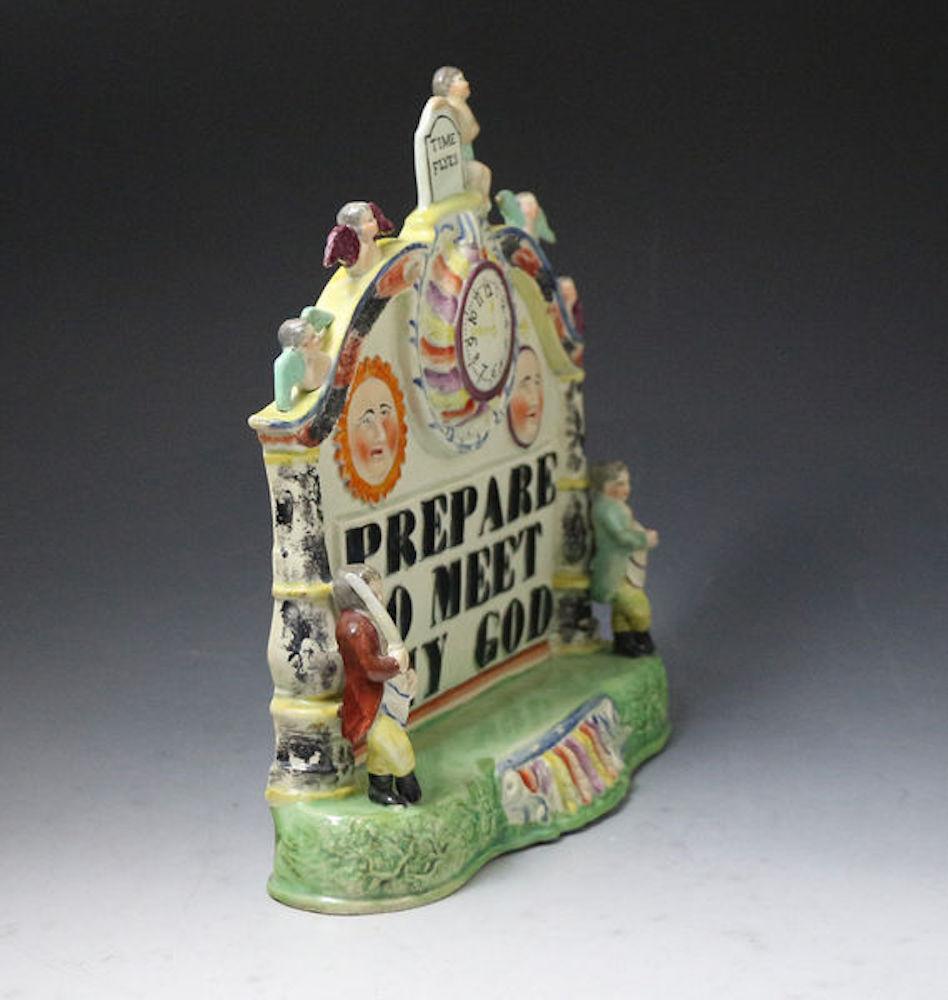 English Staffordshire Pottery Pearlware Group with Bold Title Prepare to Meet Thy God For Sale