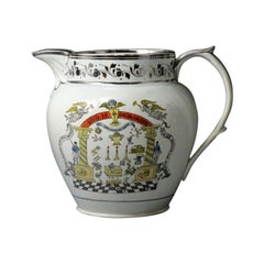 Antique Staffordshire Pottery Pitcher with Silver Luster Decoration, Early 19th Century