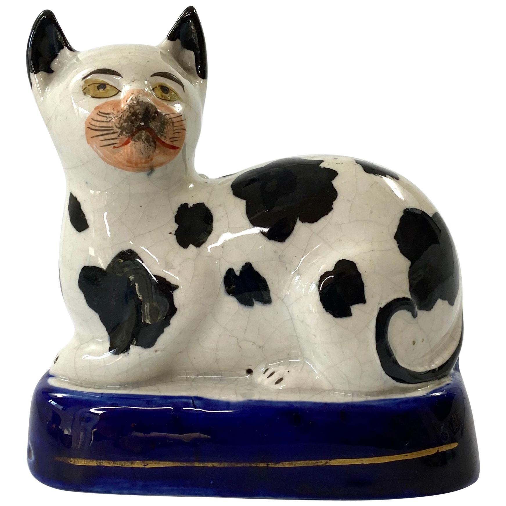 Staffordshire Pottery Recumbent Cat, c. 1850