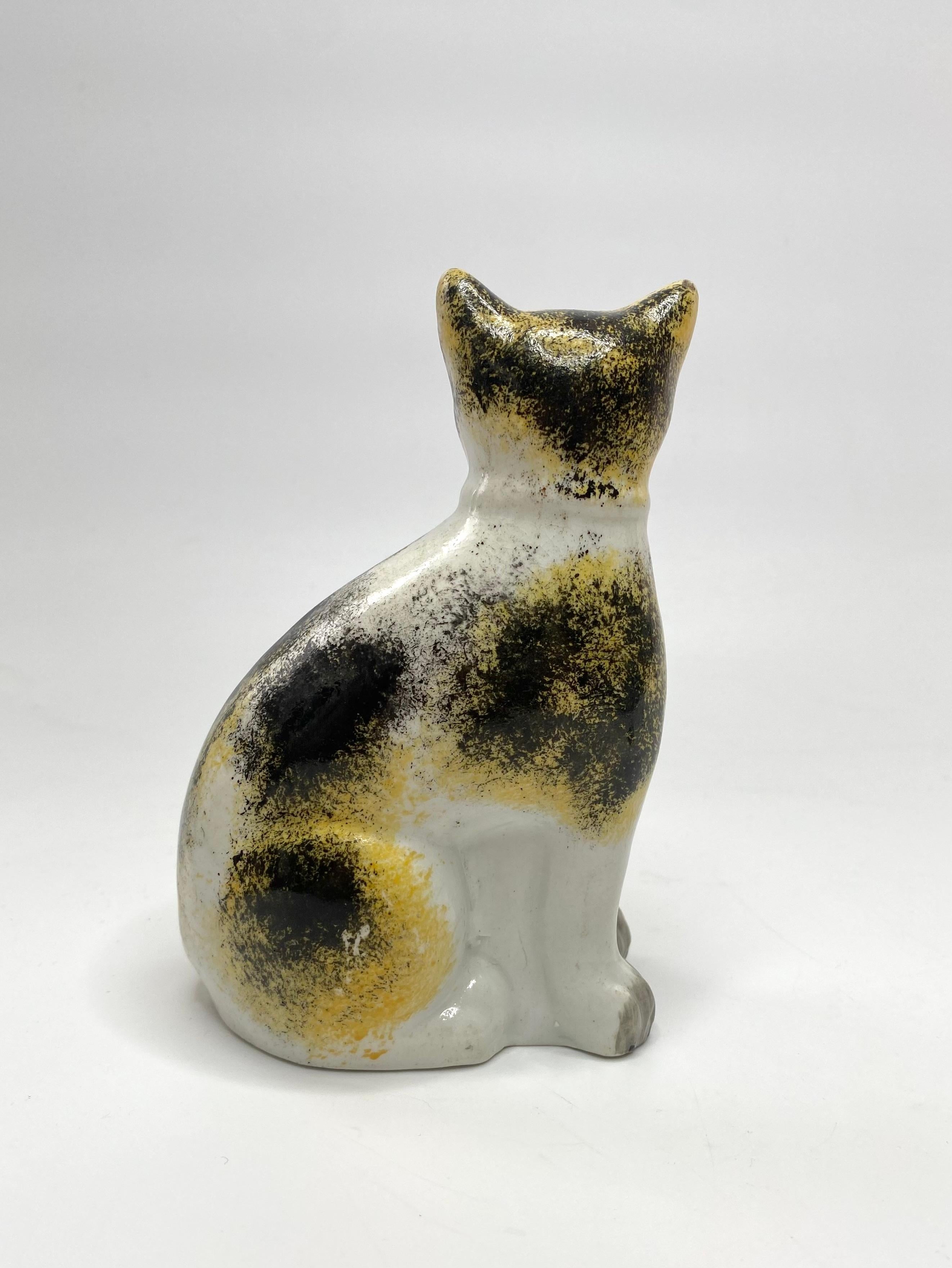 Victorian Staffordshire pottery seated cat, c. 1850.