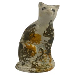 Staffordshire Pottery Seated Cat. Prattware, c. 1800