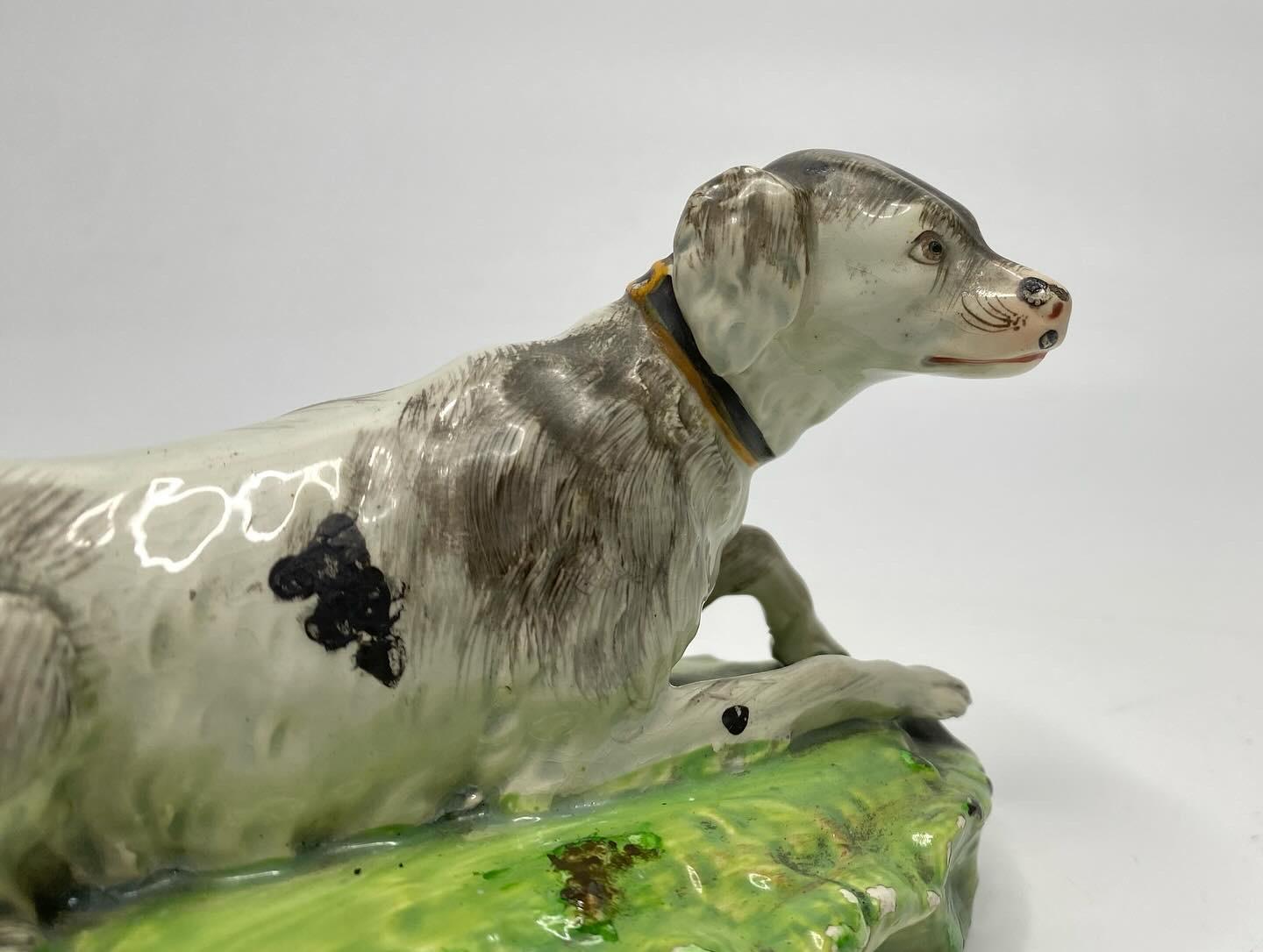 Fired Staffordshire pottery Setter, Enoch Wood factory, c. 1820. For Sale