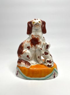 Staffordshire pottery Spaniels and puppies, c. 1850.