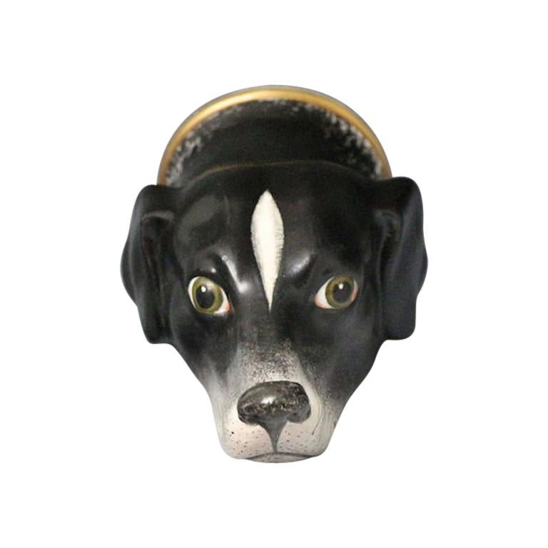 Staffordshire Pottery Stirrup Cup in the Form of a Hounds Head, 19th Century