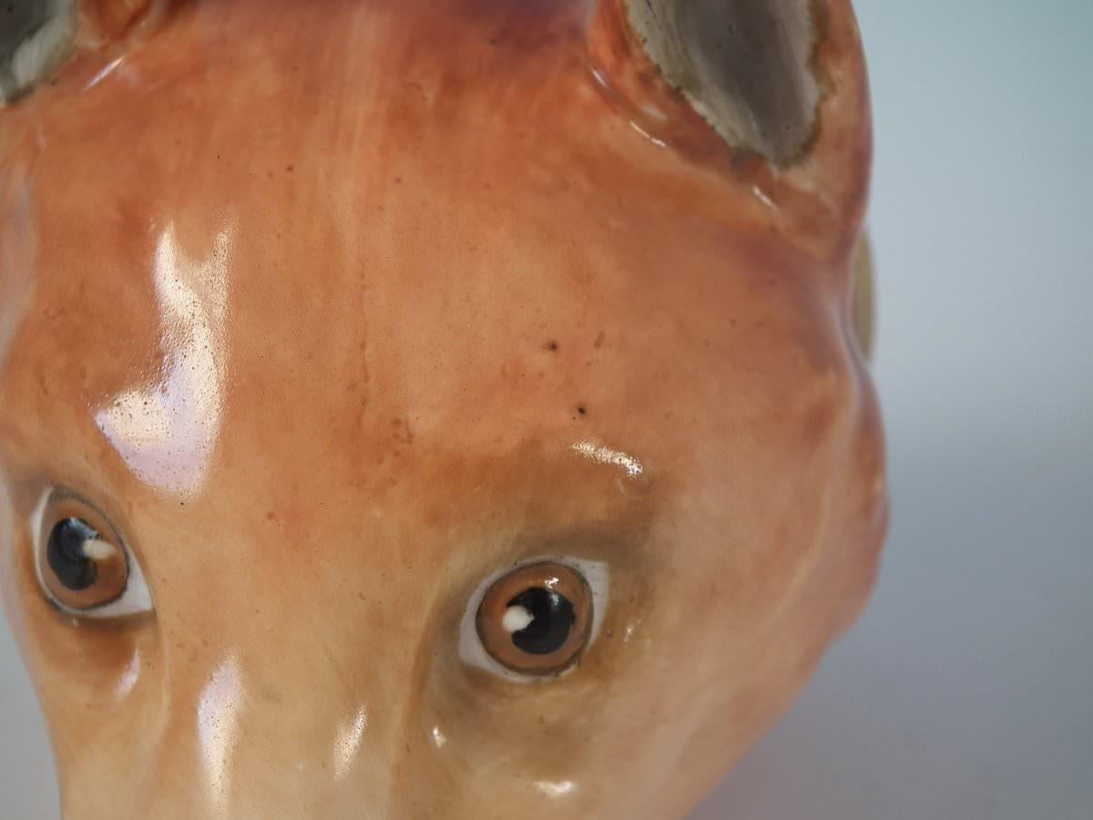 Steigbügelbecher aus Staffordshire-Keramik, Modelliert als Fuchskopf im Angebot 3