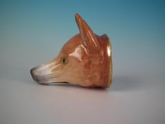 Staffordshire Pottery Stirrup Cup Modelled as a Fox Head