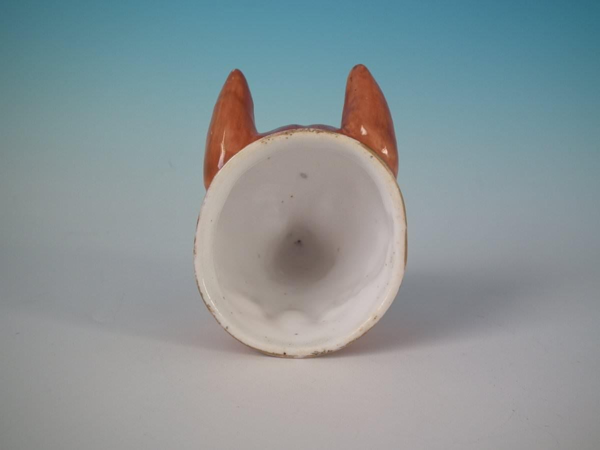 Vittoriano Coppa della staffa in ceramica Staffordshire modellata come una testa di volpe in vendita
