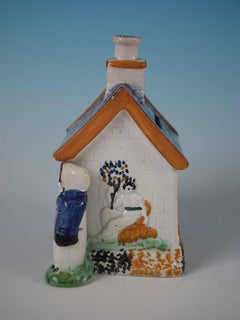 Staffordshire Prattware Pottery House Moneybox