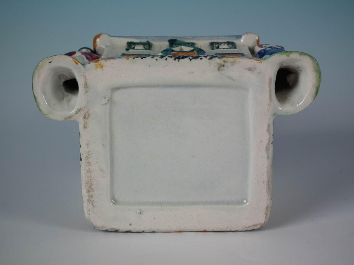 Hand-Painted Staffordshire Prattware Pottery House Moneybox