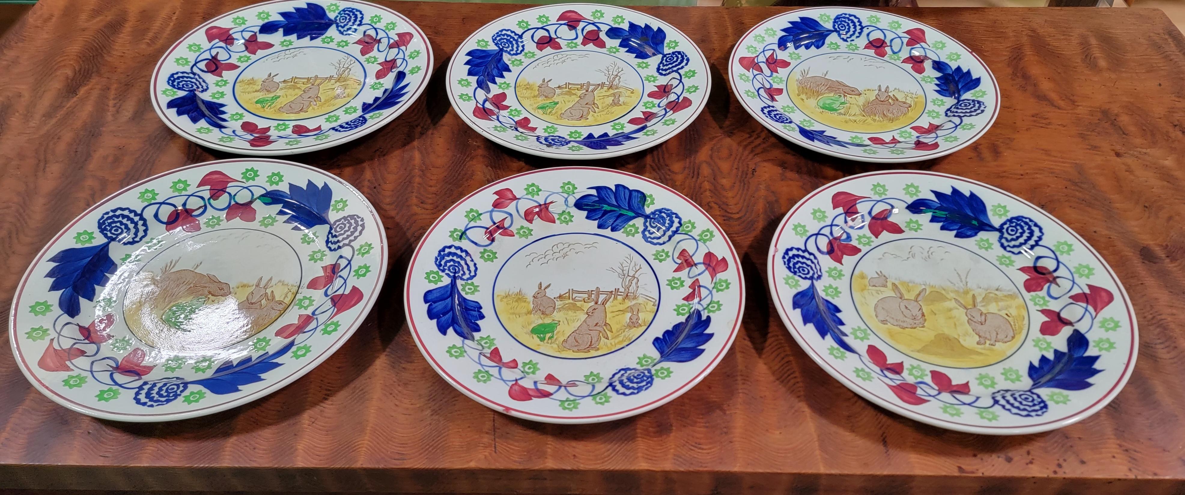 Staffordshire „Rabbitware“ Dessertteller-Set 6 6