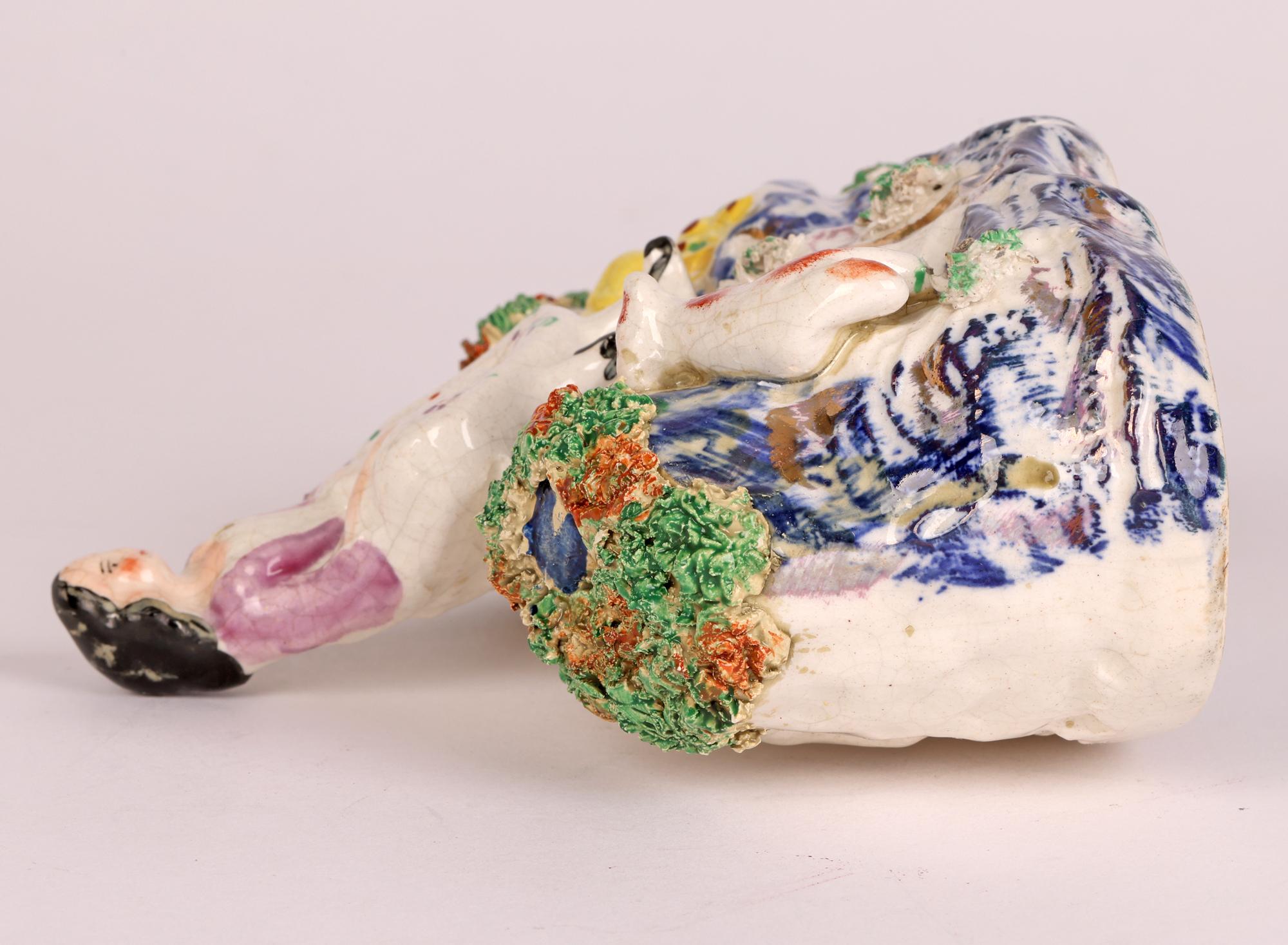 Staffordshire Rare Pottery Girl on a Bridge Figure 6