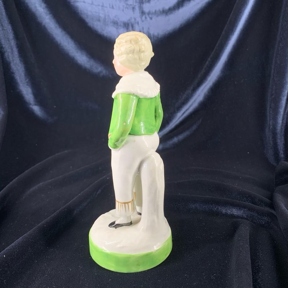 Staffordshire 'Schoolboy' Figure, Green Jacket, circa 1830 In Good Condition For Sale In Geelong, Victoria