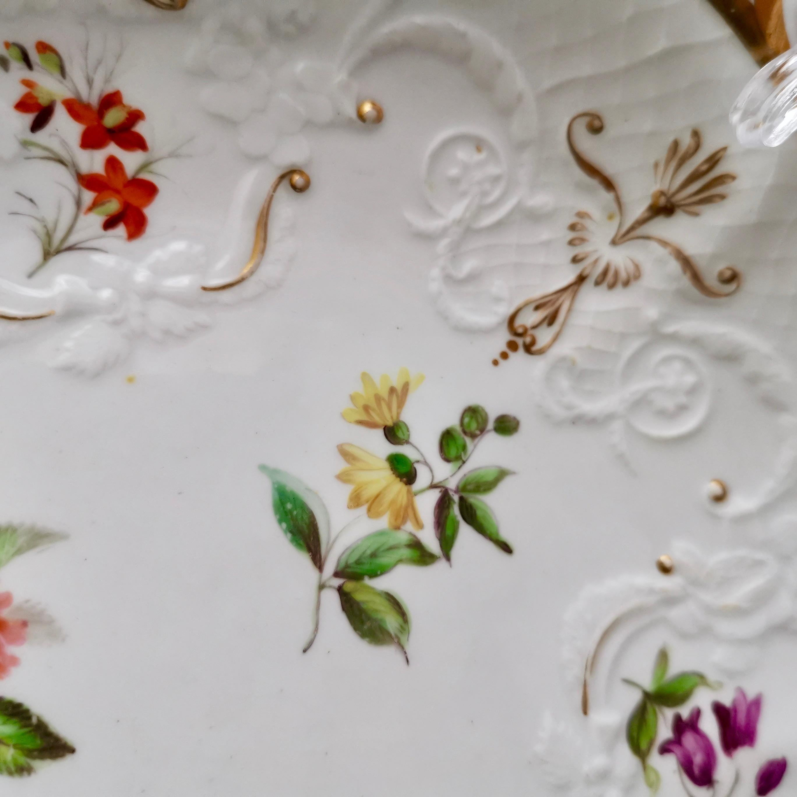 Staffordshire Serving Dish White Floral with Fine Union Moulding circa 1801-1820 2