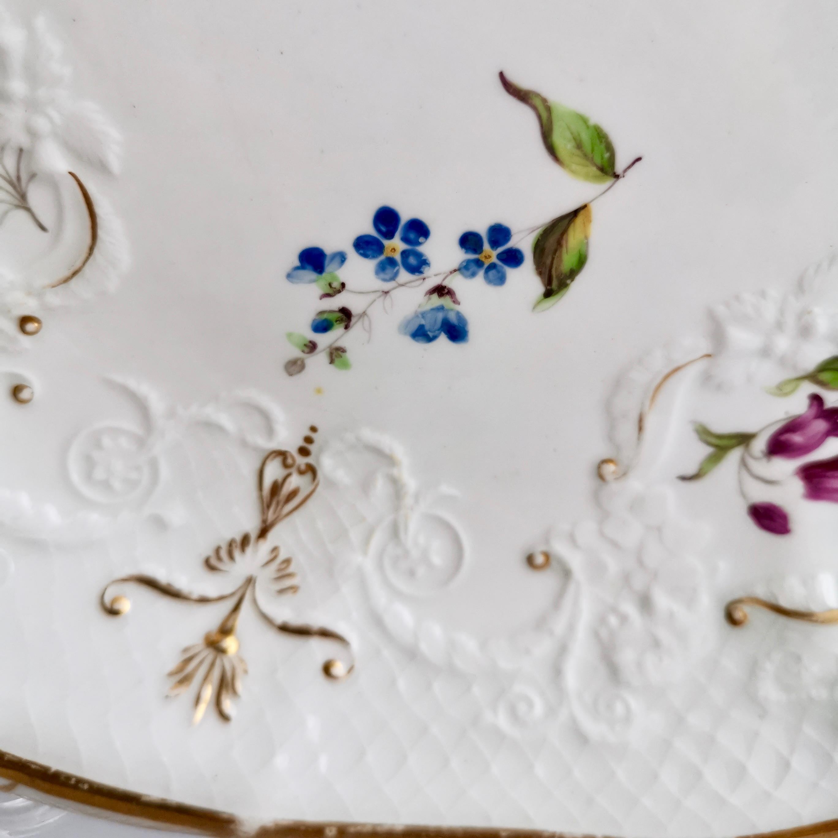 Staffordshire Serving Dish White Floral with Fine Union Moulding circa 1801-1820 3
