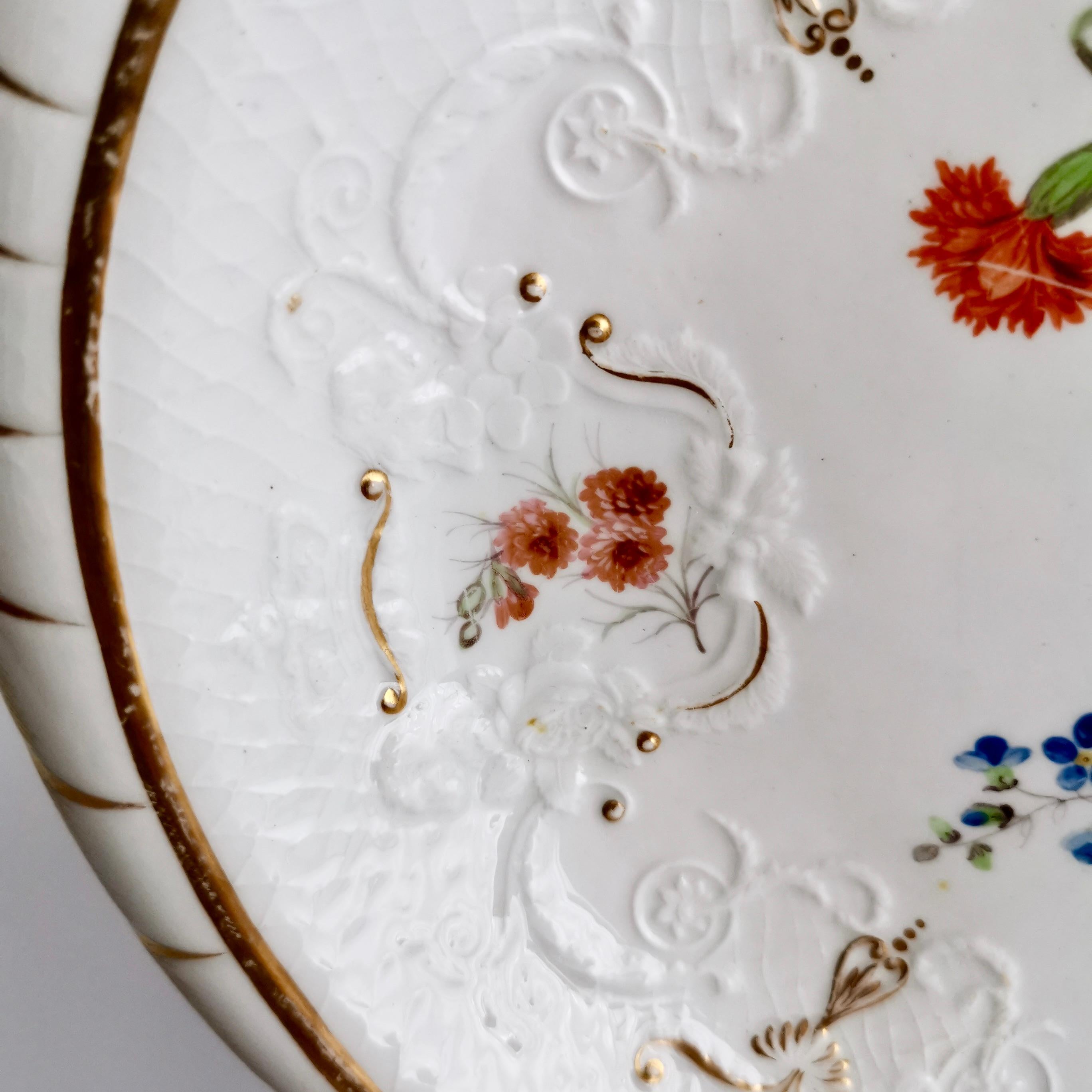 Staffordshire Serving Dish White Floral with Fine Union Moulding circa 1801-1820 5