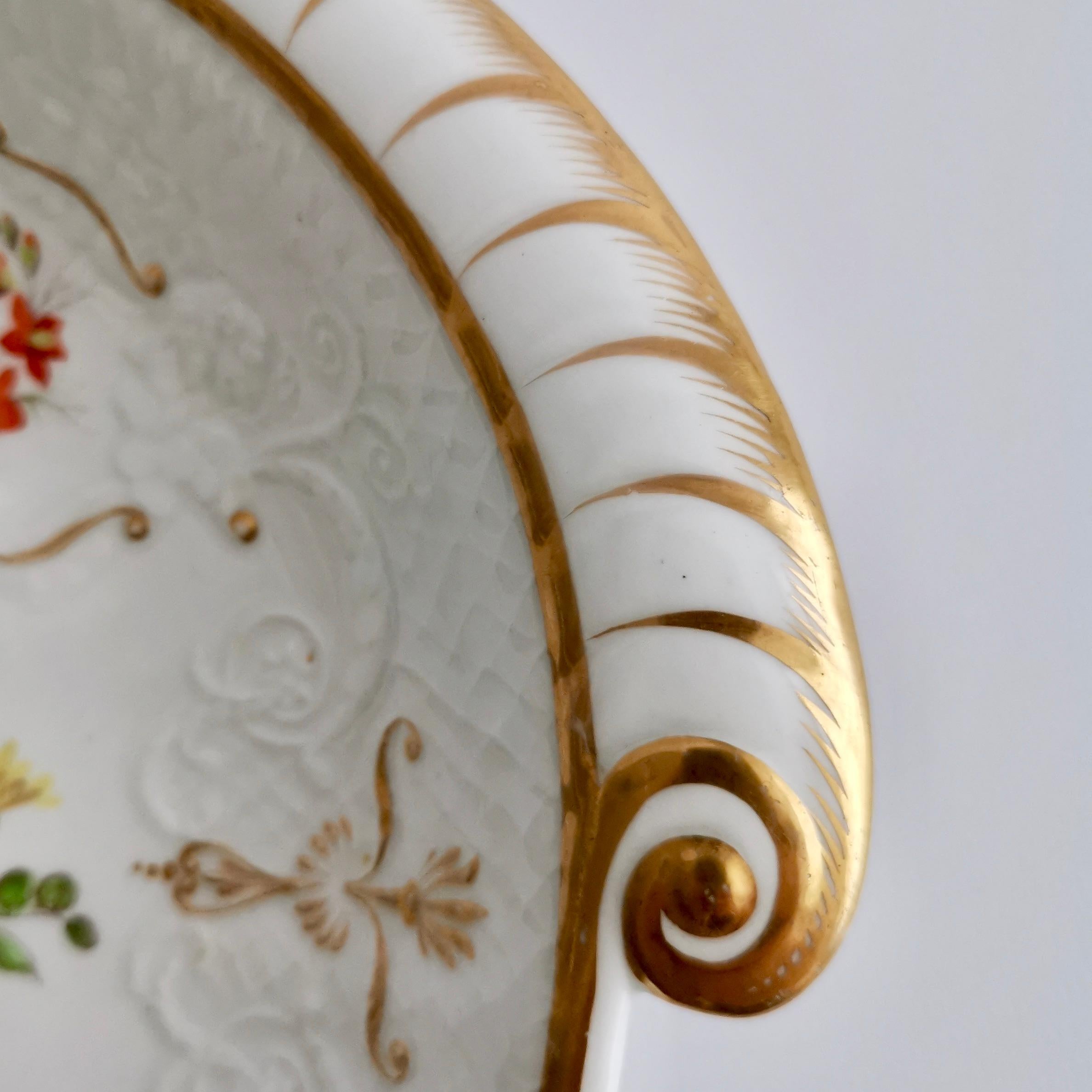 Staffordshire Serving Dish White Floral with Fine Union Moulding circa 1801-1820 6