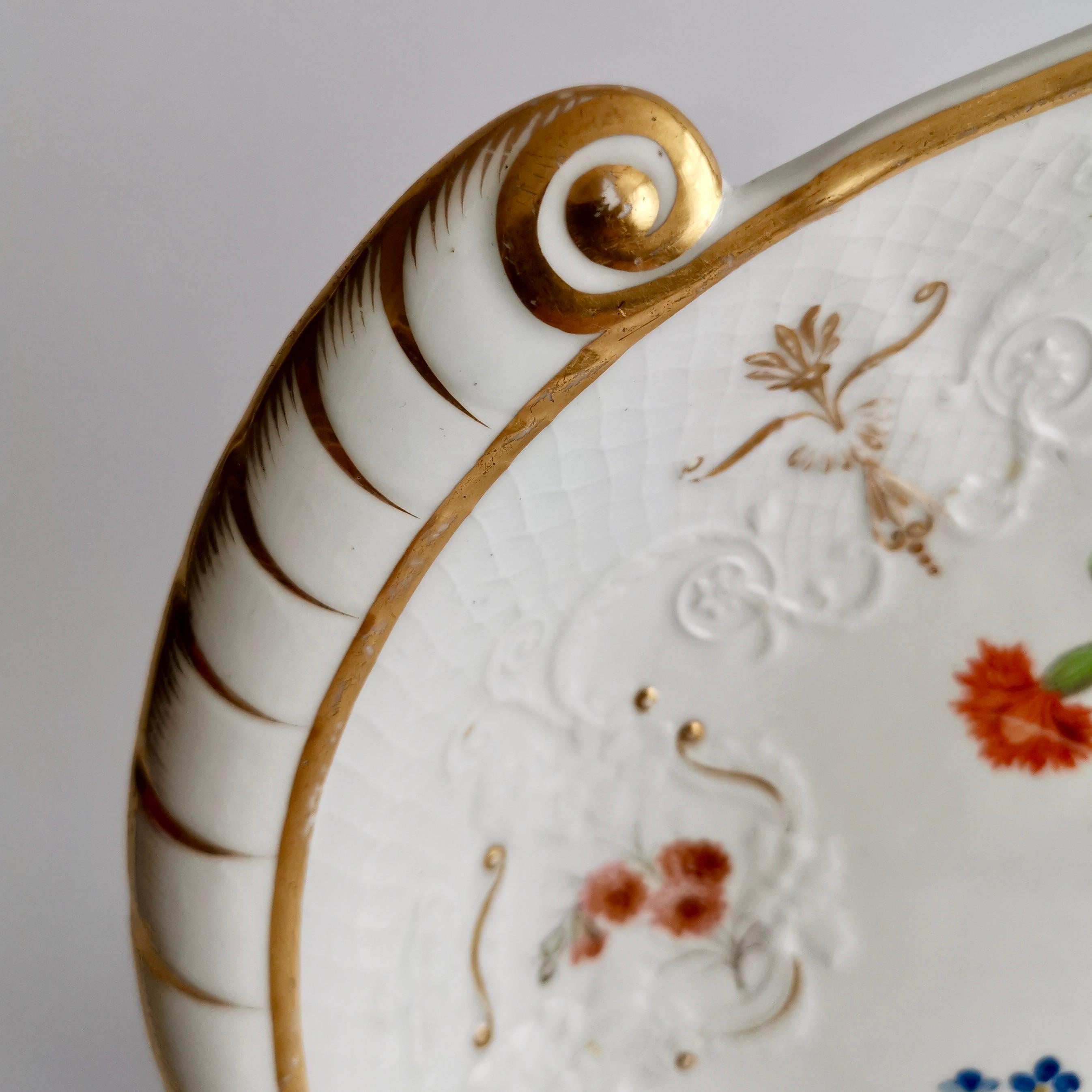 Staffordshire Serving Dish White Floral with Fine Union Moulding circa 1801-1820 7