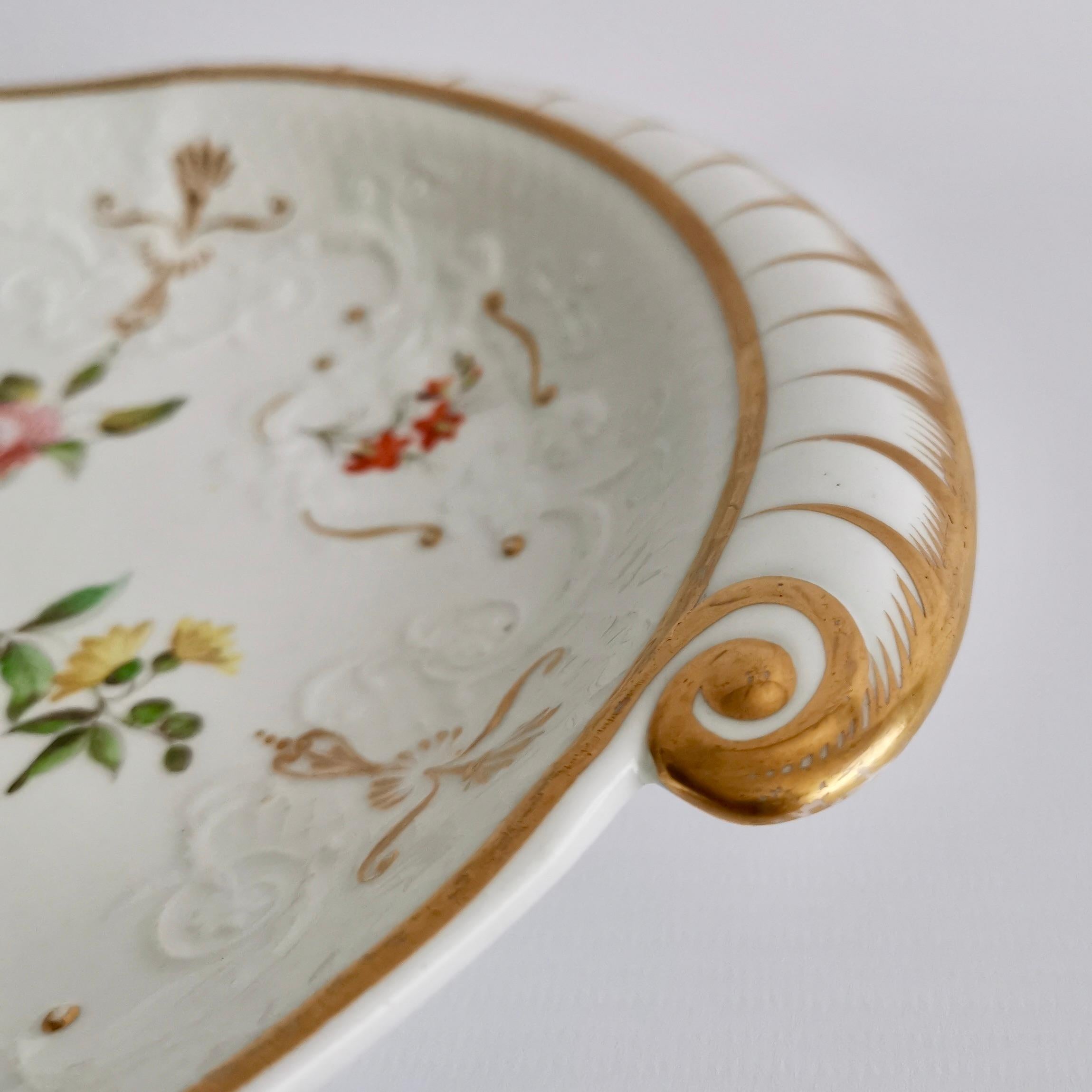 Staffordshire Serving Dish White Floral with Fine Union Moulding circa 1801-1820 8