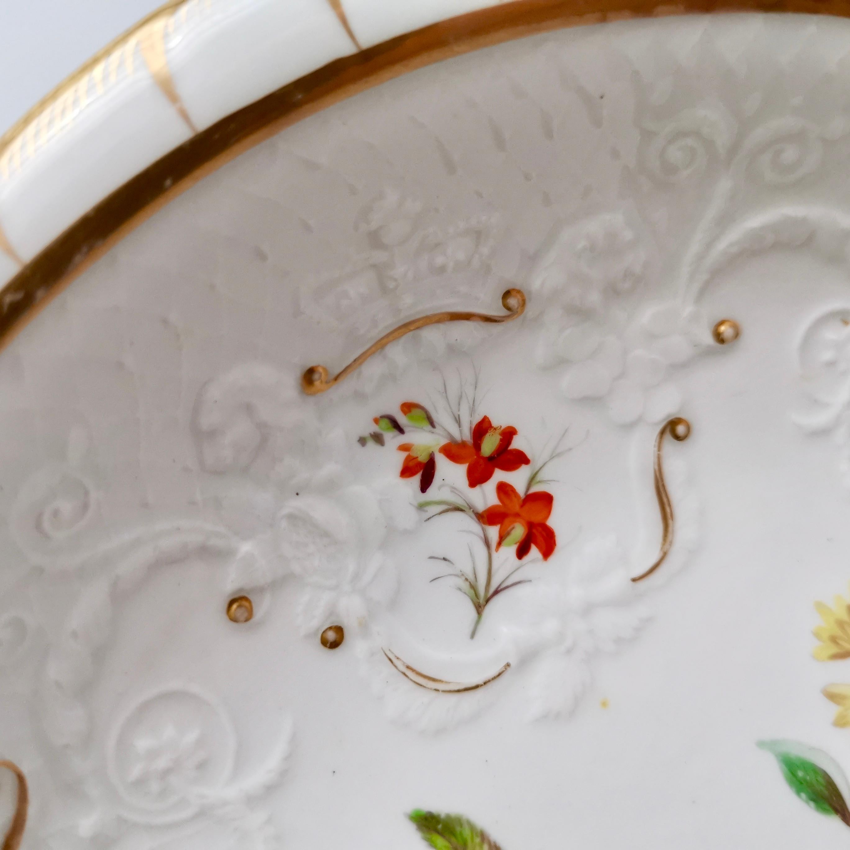 Regency Staffordshire Serving Dish White Floral with Fine Union Moulding circa 1801-1820