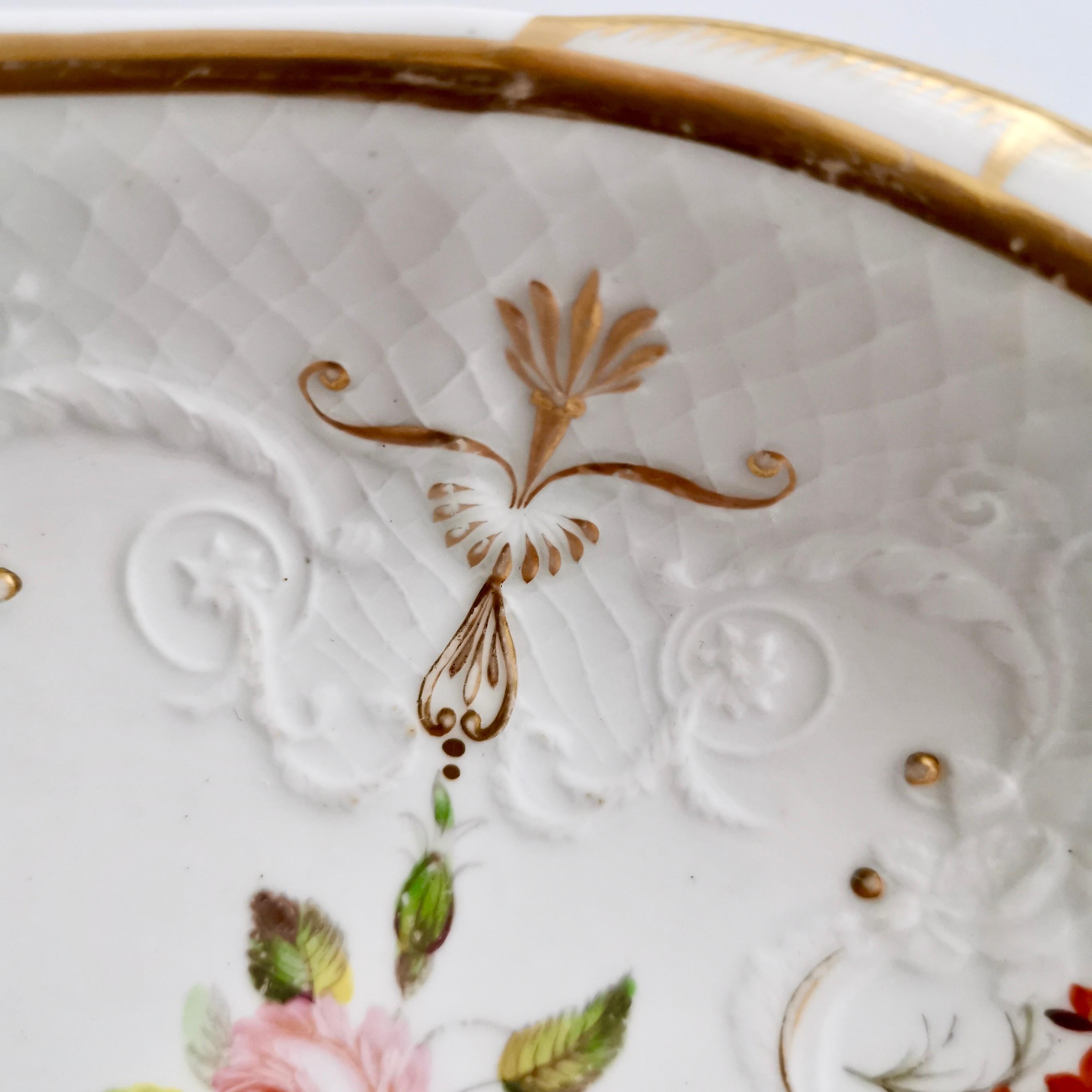 19th Century Staffordshire Serving Dish White Floral with Fine Union Moulding circa 1801-1820
