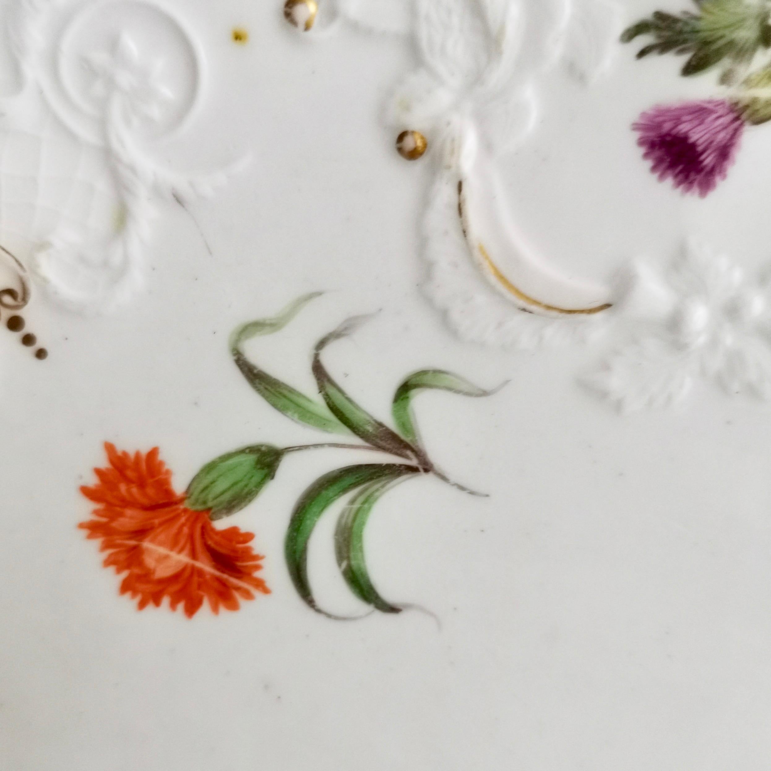 Staffordshire Serving Dish White Floral with Fine Union Moulding circa 1801-1820 1