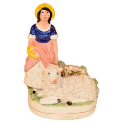 Retro Staffordshire Shepherdess Figure, C. 1960