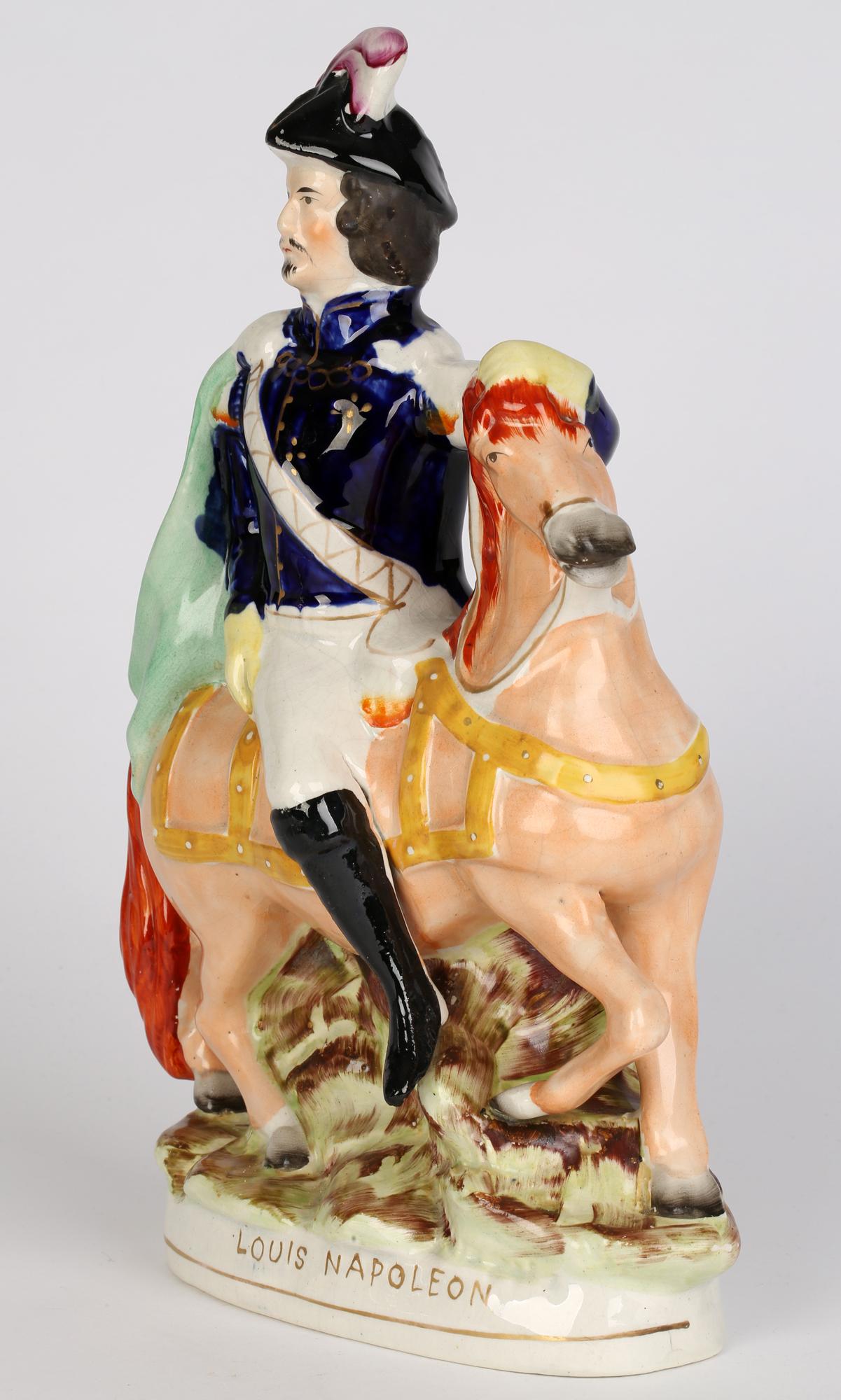 Staffordshire Victorian Louis Napoleon on Horseback Hand Painted Figure 8