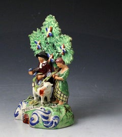 Staffordshire Walton Scroll Mark Pearlware Figure Group Titled Tenderness