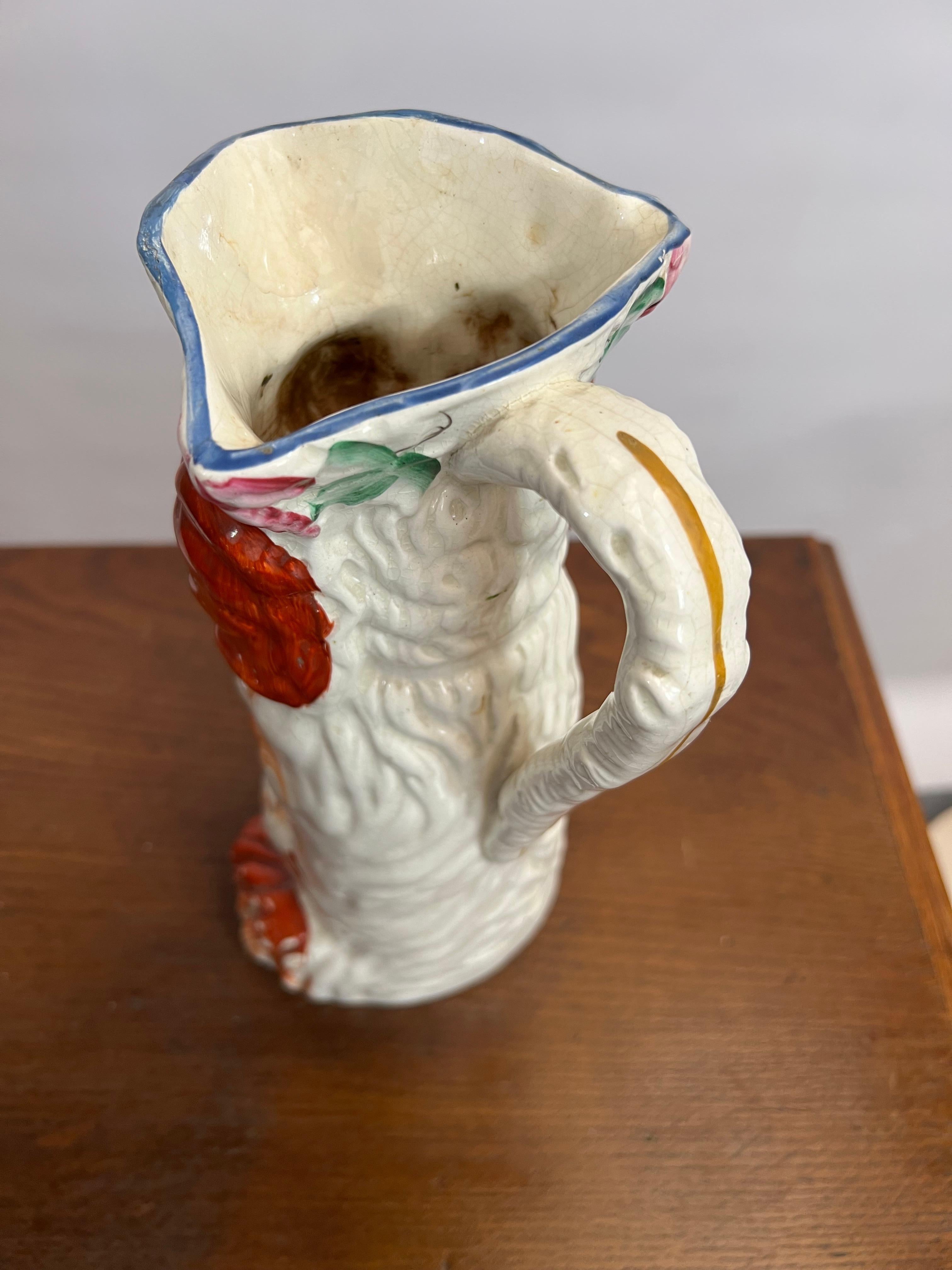 Stafforshire pottery Spaniel dog majolica Water jug circa 1850 1